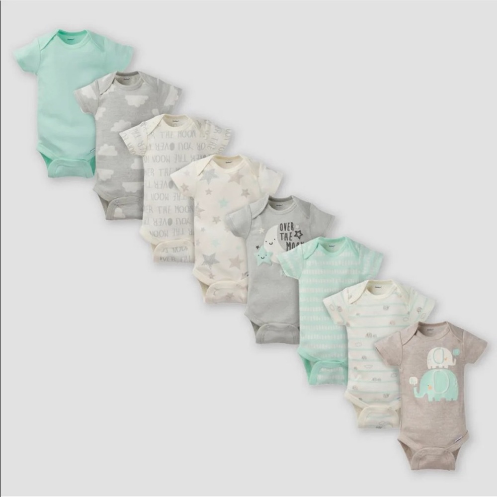 Gerber Baby Elephants Short Sleeve Onesies Pack of 8